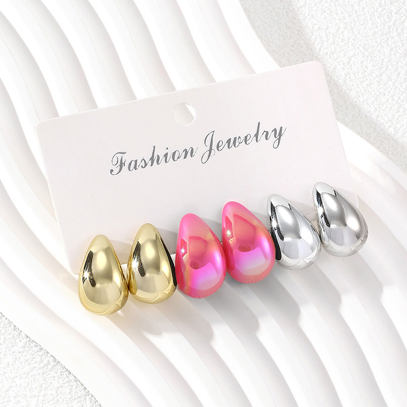 3 Pairs Fashion Resin Drop Ear - Resin Art Ring ulasan dan harga