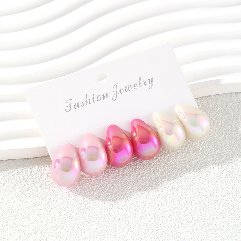 3 Pairs Fashion Resin Drop Ear - Resin Art Ring ulasan dan harga