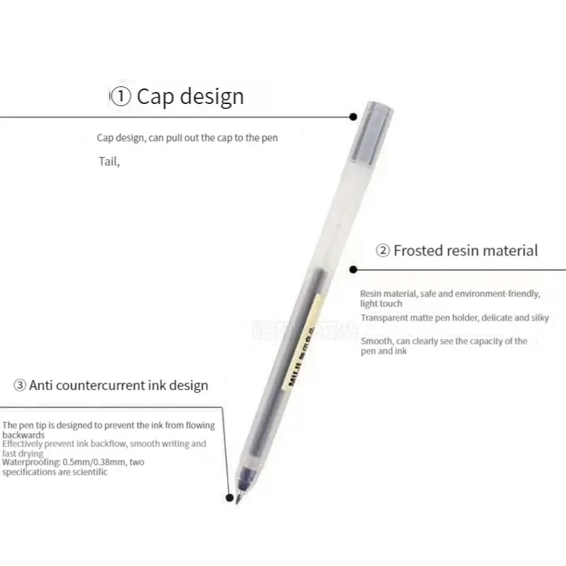 6/8Pcs/Set MUJIs Gel Pen Black - Muji Stationery Gel Pen ulasan dan harga