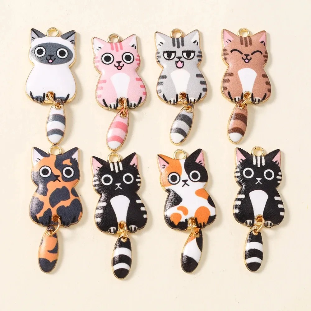 10Pcs 16×39mm Cute Cartoon Cat - Resin Art Craft ulasan dan harga