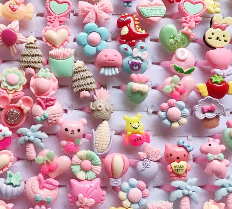 10pcs/Lot Cute Children's Cart - Resin Art Ring ulasan dan harga