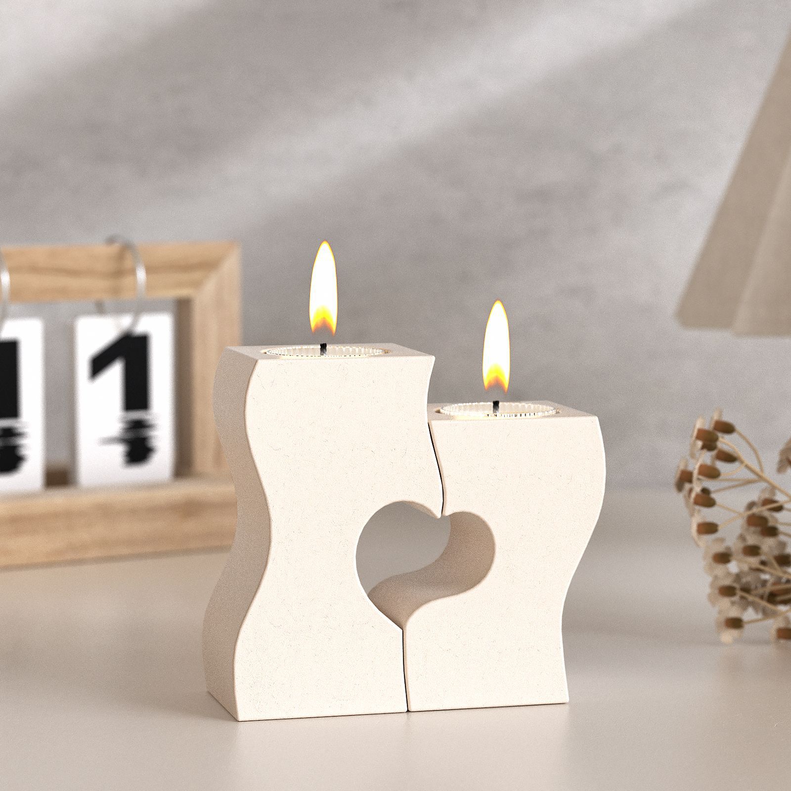 S Heart Candlestick Silicone M - Resin Art Mold ulasan dan harga