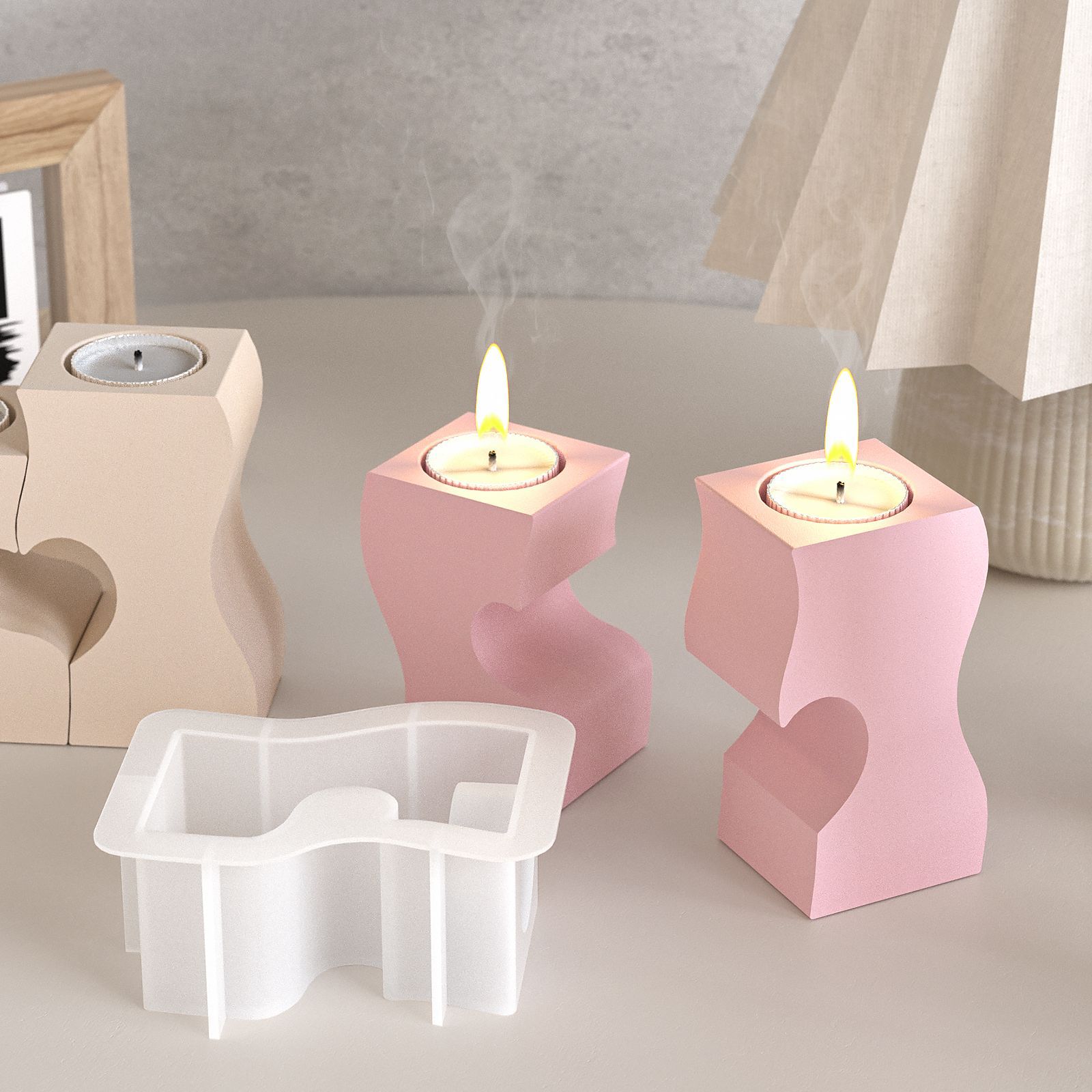 S Heart Candlestick Silicone M - Resin Art Mold ulasan dan harga