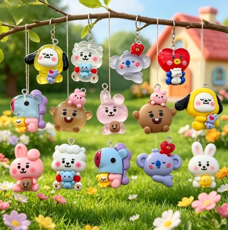 7pcs BT21 Resin Cartoon Charm  - Resin Art Craft ulasan dan harga