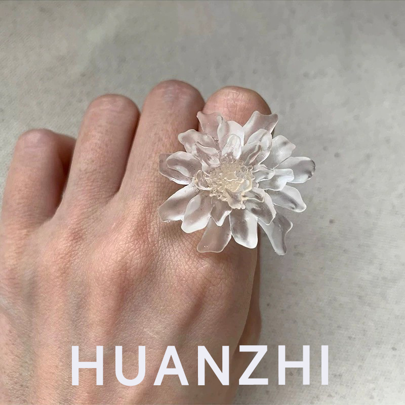 HUANZHI White Transparent Fros - Resin Art Ring ulasan dan harga