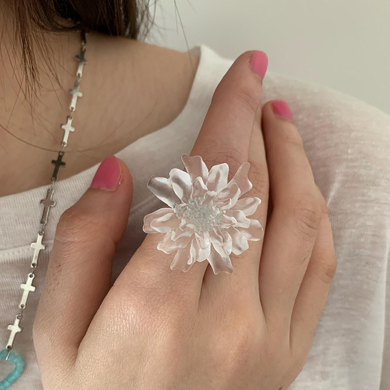 HUANZHI White Transparent Fros - Resin Art Ring ulasan dan harga