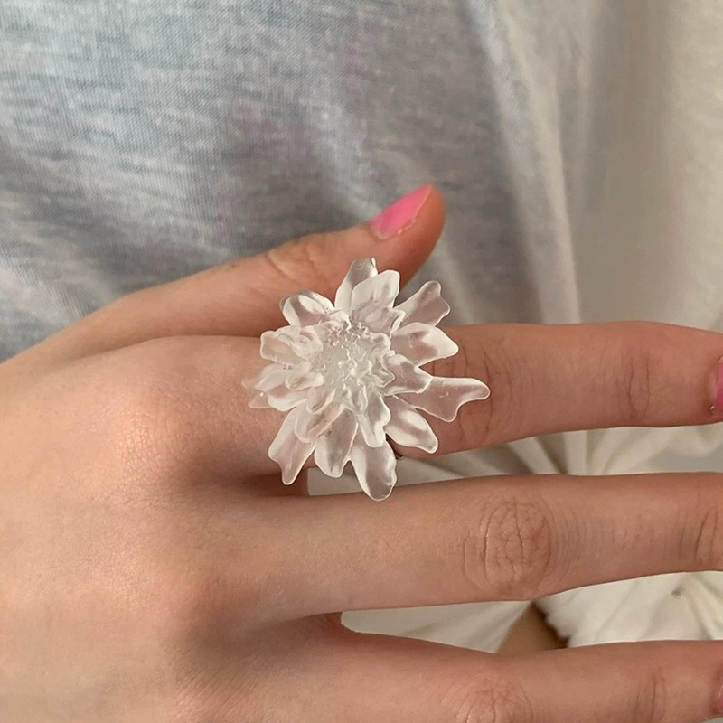 HUANZHI White Transparent Fros - Resin Art Ring ulasan dan harga